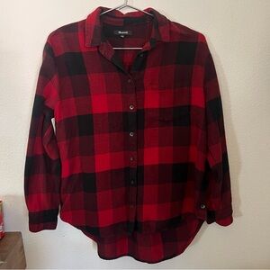 Madewell Red Black Check Plaid Flannel Cotton Shirt Size M
